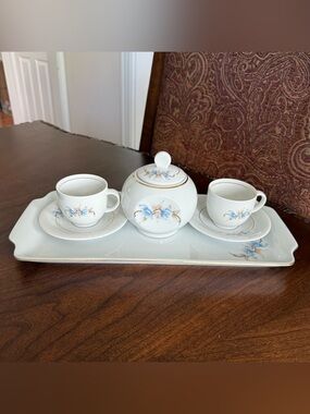 Mitterteich Bavaria Floral Porcelain Tea / Coffee Set for Two w/ Tray Sugar Bowl